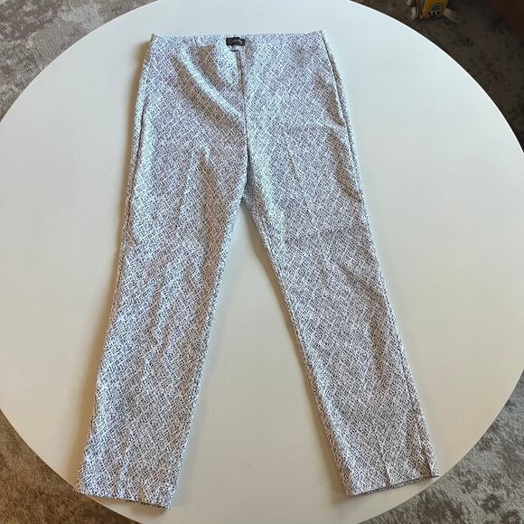 CROSBY. Dress Pants, Stretchy, White & Brown, Medium, Straight Leg - Picture 2 of 4